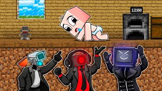 INVADADIDO por LOS CHICOS DE SKIBIDI TOILET en Minecraft 😱📺 BEBÉ NOOB en MINECRAFT [upl. by Mountford]