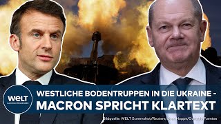 PAUKENSCHLAG Scholz unter Schock  Macron kann sich UkraineEinsatz von eigenen Truppen vorstellen [upl. by Lithea]