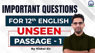 Unseen Passage  Important Questions for 12th English Unseen Passage  1  English by Vishal Sir [upl. by Gibbons]