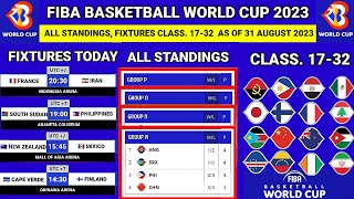 All Fixtures Fiba world cup 2023 Today Update Standings Classification Round 1732 As Of 31 August [upl. by Ahsiekin]