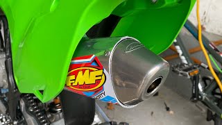 Stock silencer Vs FMF Shorty on my KX 112 [upl. by Adolpho]