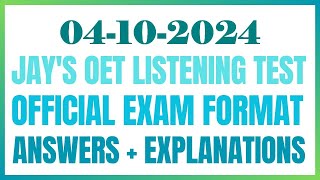 OET LISTENING TEST 04102024 oet oetexam oetnursing oetlisteningtest [upl. by Atrahc420]