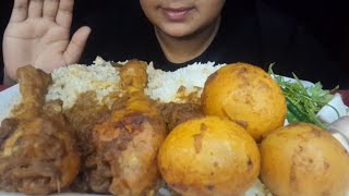 ASMR MUKBANG।Eating Chicken Biryani and rice। Chicken curry। Egg curry salad [upl. by Nnairol]