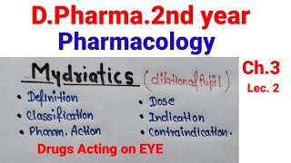 Mydriatics  Drugs acting on EYE Ch3 Pharmacology  DPharma2nd mydriatics pharmacology [upl. by Marigold773]