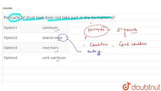 Pericycle of dicot root does not take part in the formation of [upl. by Brahear]