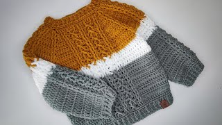 Crochet 87 How to crochet a pullover with cables  Part 2 [upl. by Enohs525]