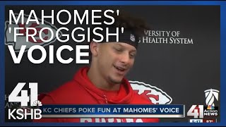 Chiefs poke fun at Mahomes froggish voice [upl. by Melessa269]