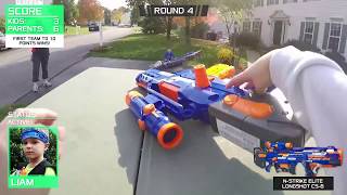 Nerf War Parents vs Kids 2 [upl. by Nalyorf855]