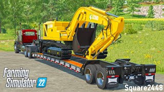 Hauling A HUGE Excavator  Xbox  Farming Simulator 22 [upl. by Aleck]