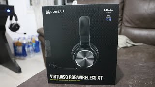 Corsair VIRTUOSO RGB WIRELESS XT High Fidelity AllinOne Headphones Unboxing [upl. by Telimay]