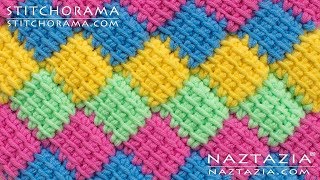 HOW to CROCHET ENTRELAC  Tunisian Interlaced Patchwork Diamonds Entrelec by Naztazia [upl. by Gibbs]