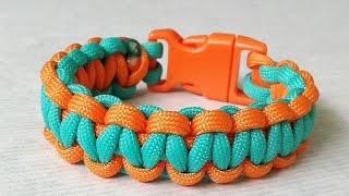 How to make Cobra Weave Solomon Bartwo color paracord survival bracelet [upl. by Etnoel533]