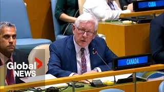 Canada abstains from UN vote on Israels quotunlawful presencequot in Gaza West Bank [upl. by Eirroc]