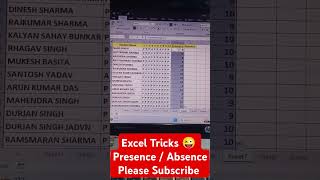 Excel Tricks 😜 Presence  Absence excel excelmusic music logo exceltips song [upl. by Zsolway]