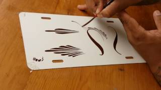 How to pinstripe Teardrop feather and wheat designs [upl. by Orwin210]