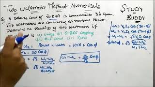 Two Wattmeter Method  Numericals [upl. by Darsey]