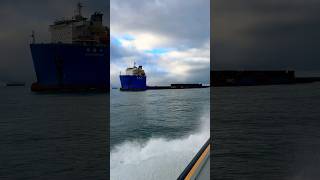 Giant semisubmersible cargo ship entering the port of Rotterdam loodswezen ship oceanship sea [upl. by Ailey764]