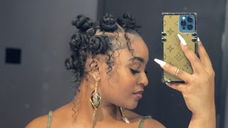 BANTU KNOTS with CURLS TUTORIAL ON NATURAL HAIR  Protective Style Braiding Hair  Beautytingzxo [upl. by Aubree]