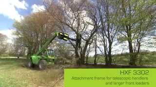 Front end loader and telehandler attachments for hedge cutting  GreenTec HXF 2802 amp 3302 EN [upl. by Nosoj384]