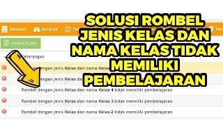 CARA MENGATASI ROMBEL DENGAN JENIS KELAS DAN NAMA KELAS TIDAK MEMILIKI PEMBELAJARAN DI DAPODIK [upl. by Faires]