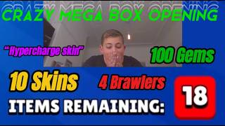 CRAZY MEGA BOX OPENING  18 ITEMS HYPERCHARGE SKIN 5 BRAWLERS AND MORE [upl. by Xel]