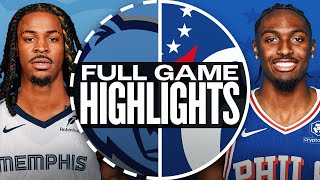 GRIZZLIES at 76ERS  FULL GAME HIGHLIGHTS  November 2 2024 [upl. by Akkire]