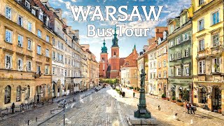 🇵🇱 WARSAW 4K  Sightseeing bus tour 4K Poland [upl. by Adniroc]