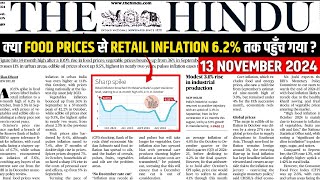 13 November 2024 Current Affairs  Today Hindu Newspaper  Inflation In Food prices WMO Pelicans [upl. by Eninnaj]