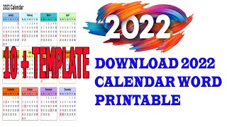 DOWNLOAD 2022 CALENDAR WORD PRINTABLE  FREE [upl. by Ralston114]