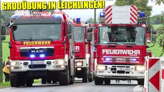 GROßBRAND NACH EXPLOSION  Sirenenalarm  Einsatzfahrten  Großübung der Feuerwehr Leichlingen [upl. by Airetahs218]