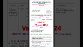 IBPS PO New Vacancy 2024। ibps po exam date।ibpspo। [upl. by Iahcedrom]