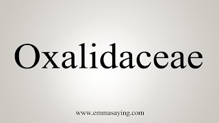 How To Say Oxalidaceae [upl. by Lahcim]