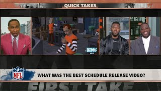 First Take debates the BEST schedule release video 📺🍿🏈 [upl. by Chinua265]