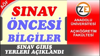 AÖF Sınav Giriş Yerleri Açıklandı  Anadolu Açıköğretim Ara Sınav Vize [upl. by Sliwa]