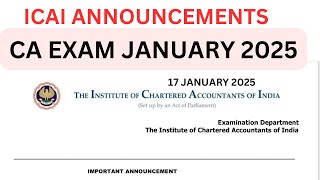 ICAI New Notification act Immediately CA Exam January 2025 Exams [upl. by Aiciled]