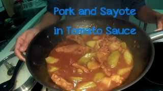 LUTONG BAHAY  PORK amp SAYOTE IN TOMATO SAUCE [upl. by Nenerb365]