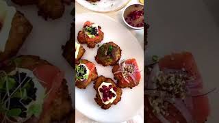 A colorful and fun latke bar latkes latkenmaking jewishtradition jewishholidays jewishtok [upl. by Anillehs]