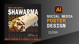 Social media post design in illustrator🌯 Design Challenge 22100 graphicdesgin illustratordesign [upl. by Eissahc]