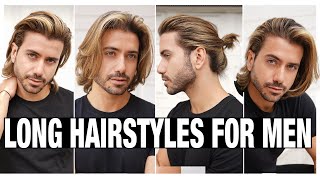 4 LONG HAIRSTYLES FOR MEN  Mens Hair Tutorial [upl. by Einned]