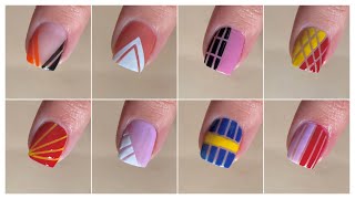 10 Easy striping tape nail art designs  Nail art at home [upl. by Lavro]