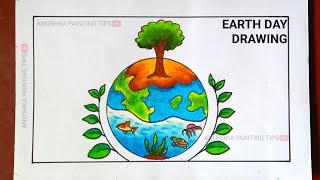 earth day drawing easy and beautiful [upl. by Jacobine690]