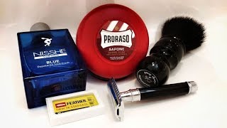 RASATURA  Proraso Rossa  Edwin Jagger amp Feather  Dscosmetic Brush  Nisshe Blue [upl. by Ajiak]