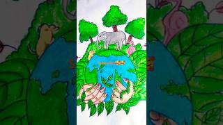 world environment day drawing world earth day drawing drawingyoutubeshorts🌿🌿 [upl. by Ilzel409]