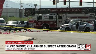 North Las Vegas police shoot kill suspect in fourvehicle crash [upl. by Yancy]