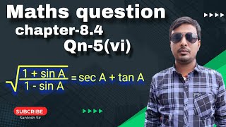 maths class 10th  chapter 84  qn5vi  bysantosh sir [upl. by Trebeh]