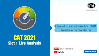 🔹CAT 2021 Slot 1 Analysis  Cutoff Difficulty Level  IMS India [upl. by Kettie]