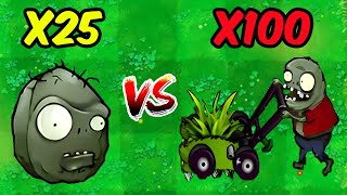 PVZ 1 Hybrid Challenge  25 Of All Hybrid Plants Vs 100 Lawn Mower Imp  Who Will Win [upl. by Akemat]