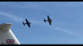 BBMF Lancaster amp B17 SallyB display together at Duxford 2024 airshow 2024 Rarely seen together [upl. by Mathian]