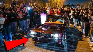 LOS ANGELES CAR MEET TURNS INTO CHAOS COPS CALLED [upl. by Gebelein7]