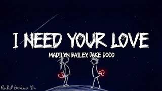 I Need Your Love  Madilyn Bailey Jake Coco Lyrics [upl. by Coffeng]